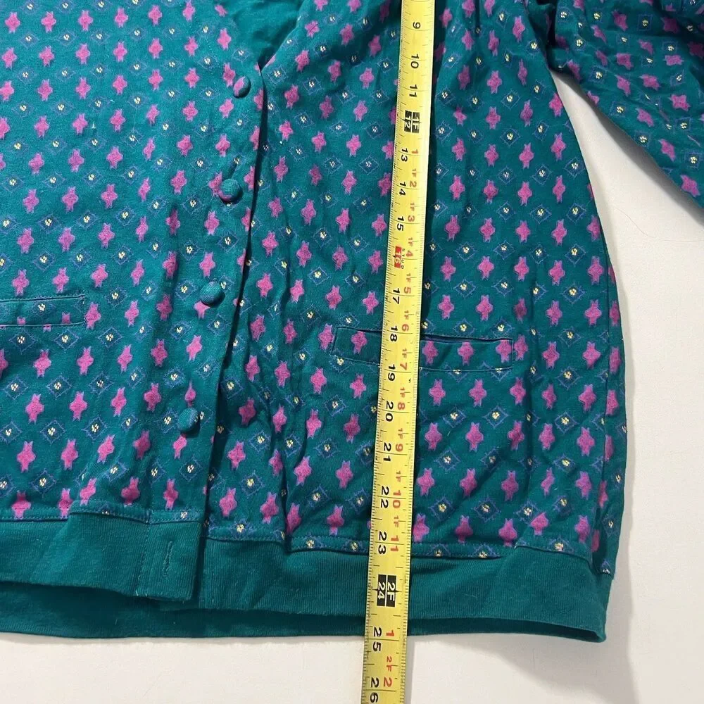 Vintage Izod Cardigan Midi Skirt 2 Piece Set Size S micro floral Cottagecore Pra